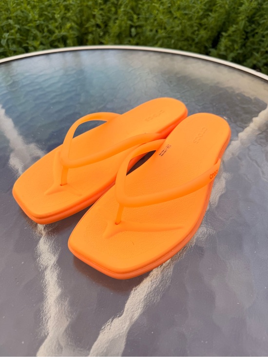 CROCS Shoes - CROCS Bright Orange Slim-Strap Flip Flops